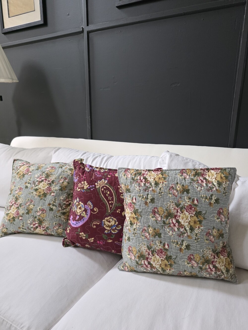 Set Of 3 Shabby Chic Garden Floral Cottagecore Accent Pillow Covers 16x16